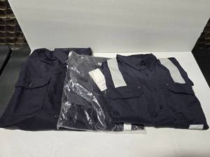 lot 614 image: Rasco Flame Resistant Size 3XL Navy Uniform Shirts.  Includes FR1303NV (Qty 2) &amp FR1305NV (Qty 1)  TOTAL QUANTITY 3 SHIRTS  BID IS TIMES THE QUANTITY&nbspMSRP $55 Each