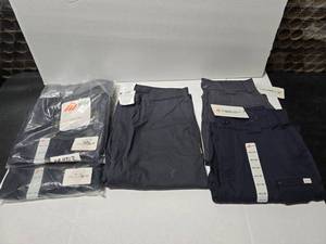 lot 681 image: Lot of 5 Misc Rasco Flame Resistant Work Pants.  Includes FR4212UDN (Qty 2), FR4133GY (Qty 1), FR4303NV (Qty 1) &amp FR4303CH (Qty 1)&nbsp&nbsp&nbsp MSRP $60 Each