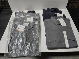 lot 682 image: Lot of 7 Misc Rasco Flame Resistant Work Shirts.  Included FR1003GY (Qty 4), FR1003NV (Qty 2) &amp FR1305NV (Qty 1)&nbspMSRP $55 Each