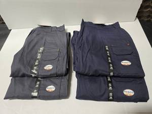 lot 689 image: Lot of 4 Misc Rasco Flame Resistant Work Pants.  Includes FR4303CH (Qty 2) &amp FR4403NV (Qty 2)&nbsp&nbsp MSRP $60 Each