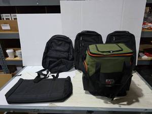 lot 803 image: Lot of Misc Backpacks & Cooler Bags.  Includes 1 Cooler Bag, 1 Cooler Backpack & 3 Backpacks