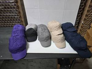 lot 822 image: Lot of Approx 130 ValuCap Adjustbale Cotton Dad Caps.  Navy, Tan, Charcoal, Gray, Black & Purple
