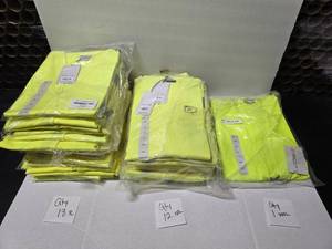 lot 585 image: Rasco Flame Resistant FR1603YH Hi Viz Vest, Sizes XL, 2XL &amp 3XL  TOTAL QUANTITY 31  BID IS TIMES THE QUANTITY SO YOU ARE BIDDING PER VEST&nbspMSRP $70 Each