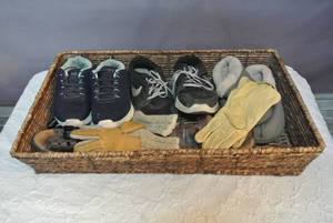 lot 63 image: Basket full of shoes and gloves size 7 to 8
