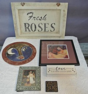 lot 71 image: Wall decor see pictures painting on the far right of the lady is an original