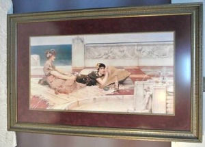 lot 81 image: framed  picture of  The Sewing Hour. professionally framed