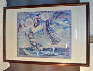 lot 82 image: Frame picture of Saint Bride by Scottish Symbolist painter John Duncan, created in 1913.