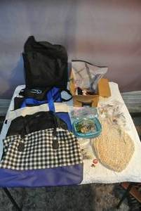 lot 85 image: Mixed Lot beads  necklaces hair pins reusable bags  and car trash bags and more got Pics of it all see all Pics