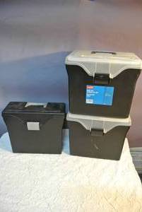 lot 100 image: Three letter size portable filing tote