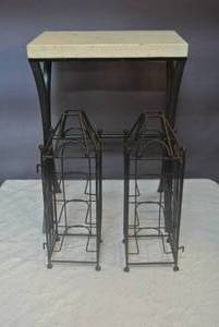 lot 127 image: White table and 2 CD metal holders