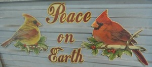 lot 136 image: Large magnets of 2 Cardinals and peace on earth (would be good for a car or dishwasher or even a refrigerator or washer and dryer so many places you could use them )