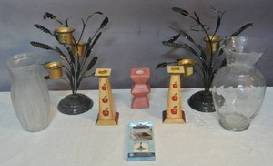 lot 217 image: Candle holders and vases and tea light candles