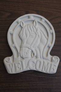 lot 276 image: authentic mountain art handmade signed. welcome with a horse the artist is out of bear lake, califoria