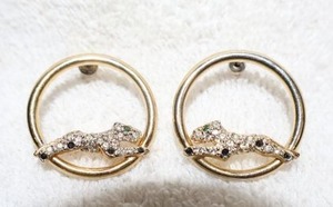 lot 143 image: Jewelry, animal themed jeweled hoop earrings