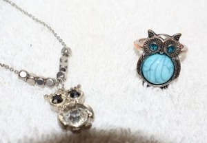 lot 130 image: Jewelry, animal themed Owl jewelry