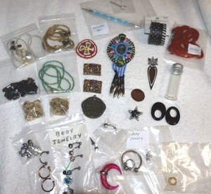 lot 199 image: Misc. lot beaded eyeglasses chains, body jewelry and more