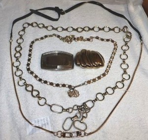 lot 200 image: Belt buckles and gold chain belts