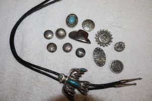 lot 201 image: Jewelry Western style bolo tie and button covers