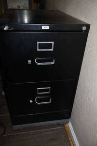 lot 81 image: Black 2 drawer file cabinet