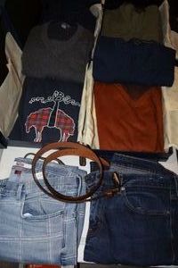 lot 53 image: Mens clothes and Brooks Brothers boxes with gold lettering