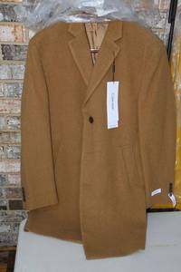 lot 72 image: Calvin Klein brown wool coat, still with tags, looks new