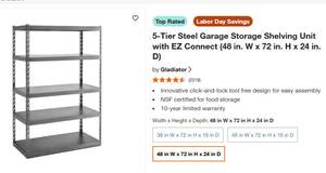 lot 4 image: 5-tier steel storage shelf unit, already wrapped and ready to travel (advertising photo included)