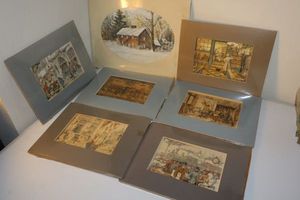 lot 279 image: Small matted pictures
