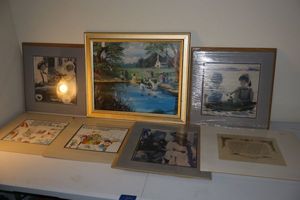 lot 292 image: Medium matted pictures (20-24), and framed picture of baptism