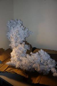 lot 299 image: Pre-lit white artificial Christmas tree