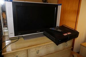 lot 356 image: Dish receiver with remote, and Philips 26 TV
