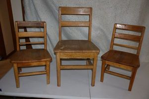 lot 365 image: Vintage solid wood child size chairs