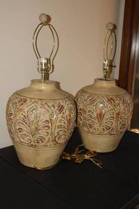lot 401 image: Pair of large ceramic lamps HEAVY
