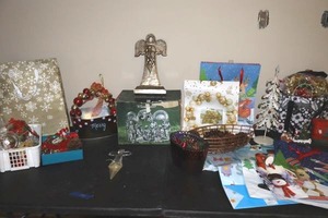 lot 396 image: Christmas items silver Nativity set, gift bags, ornaments and more