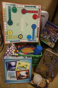 lot 399 image: Games and cards, includes a barrel of monkeys