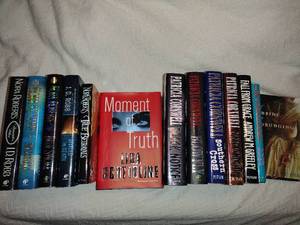 lot 450 image: Ok, last one......Books. fiction novels by Nora Roberts, Patricia Cornwell, and more.