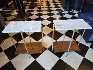 lot 70 image: Lot of 2 Marble Top End Tables