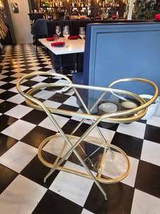 lot 74 image: Gold Framed Bar Shelf w Glass Shelves