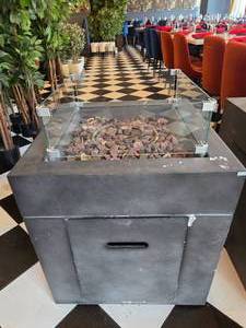 lot 75 image: Noble House Wellington Outdoor Propane Fire Pit w Glass Wind Shield