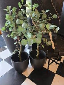 lot 87 image: Lot of 2 Ceramic Pots w Artifical Plants