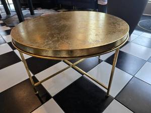 lot 90 image: Gold Metal Fold Away Round Coffee Table