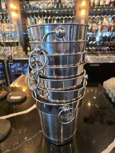 lot 118 image: Lot of 7 Stainless Wine Bottle Ice Buckets