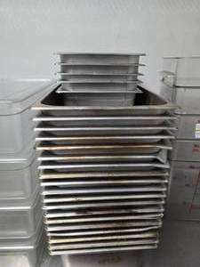 lot 140 image: Large Lot of DON 188 Stainless Steel Steam Table Pans.  Includes DON K9886 (Qty 5) & DON K9883 (Qty 19)