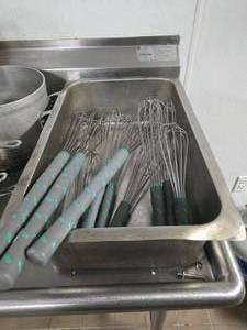 lot 158 image: Lot of 10 Vollrath Jacobs Pride Piano Whisks.  Several different sizes.
