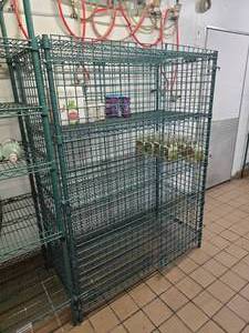 lot 189 image: Metro Antimicrobial Shelf w Full Enclosure Security Cage.  Contents not included (sorry).  Shelf Measures 64 x 48 x 24