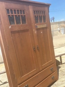 lot 42 image: Large cabinet with 2 drawers has shelves, could be used as  armoire , 764624
