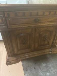 lot 56 image: Dark wood side table with 1 drawer cabinet, By HiBriten