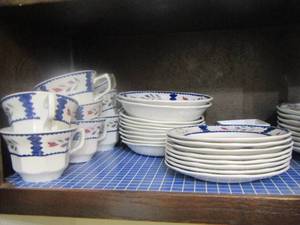 lot 128 image: Real English Iron Stone Adams China  Set- plates- bowls- cups saucers - LANCASTER