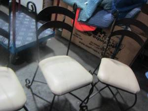 lot 49 image: DINING CHAIRS   by Dining Inc., metal framed cream colored , Set of 4 matching