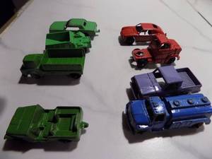 lot 4 image: TOOTSIE TOYS - 1960S -  MUSTANG, PORSHE, FORD SEMI CAB, SHUTTLE TRUCK, FUEL TRUCK, JEEP, JEEP PICKUP, DUMP TRUCK  - TOTAL OF 8