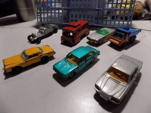 lot 205 image: MAJORETTE (FRANCE)  MERCEDES 350SL #213,  CHRYSLER 180  #08,  MERCEDES 450SE  #249,  PLAYART  - CADILLAC ELDORADO,  DUMP TRUCK   MIDGE TOY - LOCOMOTIVE,  RACE CAR